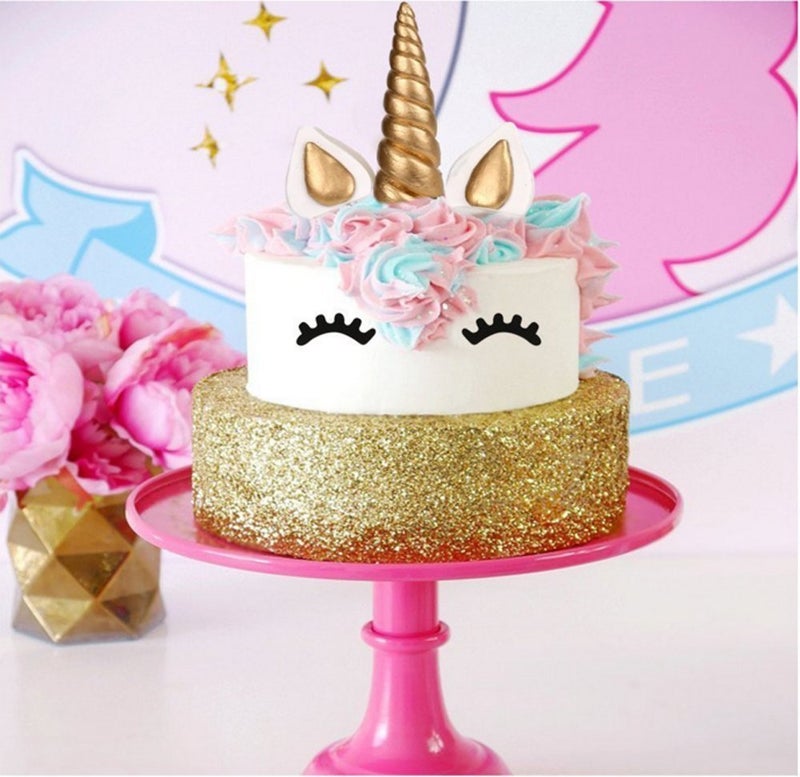 Yashell Unicorn Cake Topper, Reusable Gold Unicorn Horn, Ears and Eyelashes Party Cake Decoration Value Set for Unicorn Party Decoration for Baby Shower, Wedding and Birthday Party(Set of 5) - Image 4